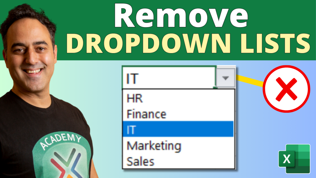 Remove drop down lists in excel