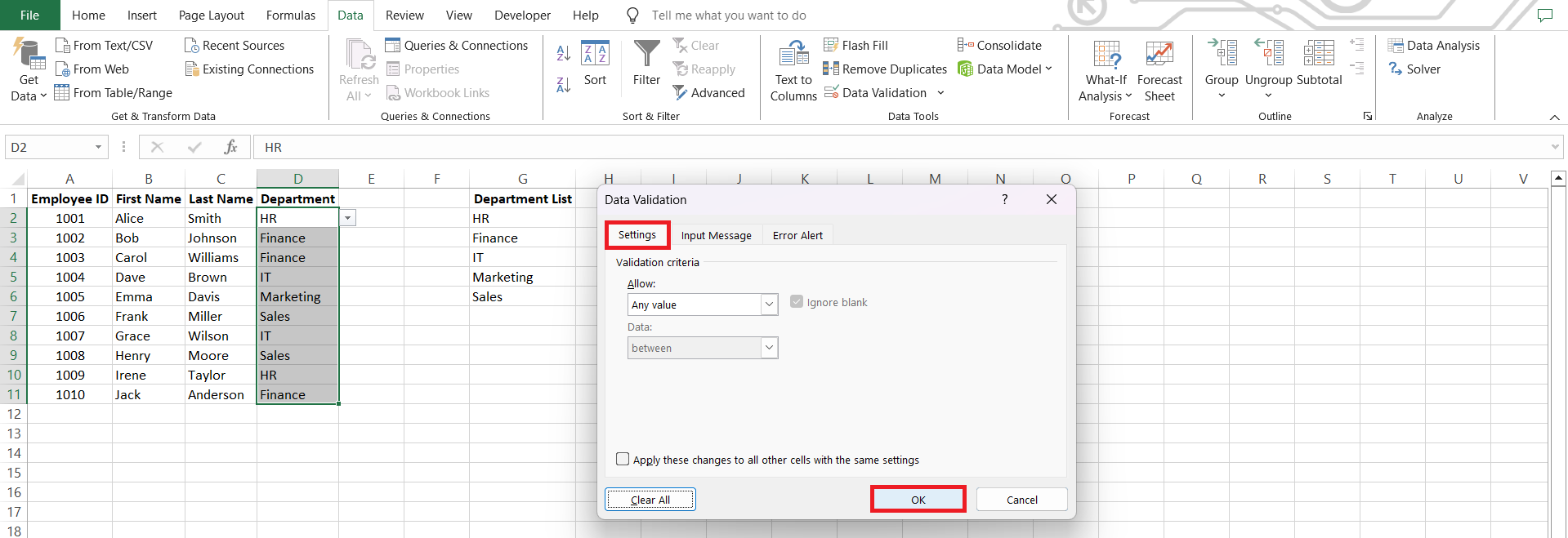 Remove Drop Down Lists in Excel