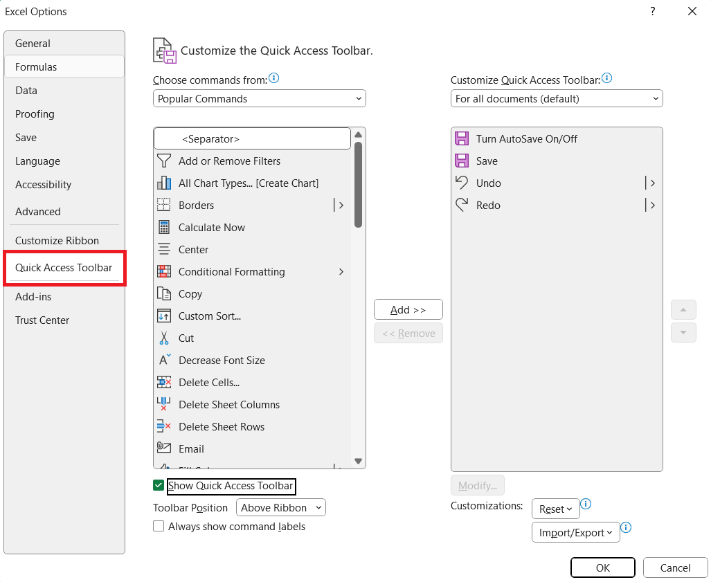Can't Find Quick Access Toolbar in Excel