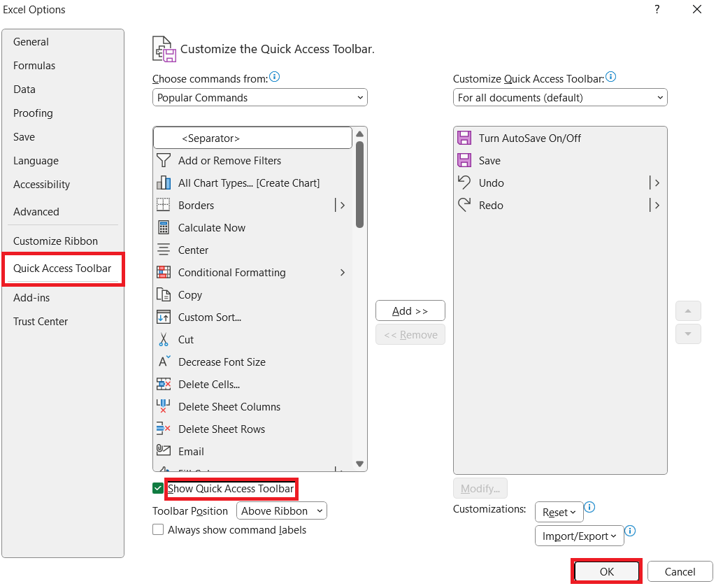 Can't Find Quick Access Toolbar in Excel