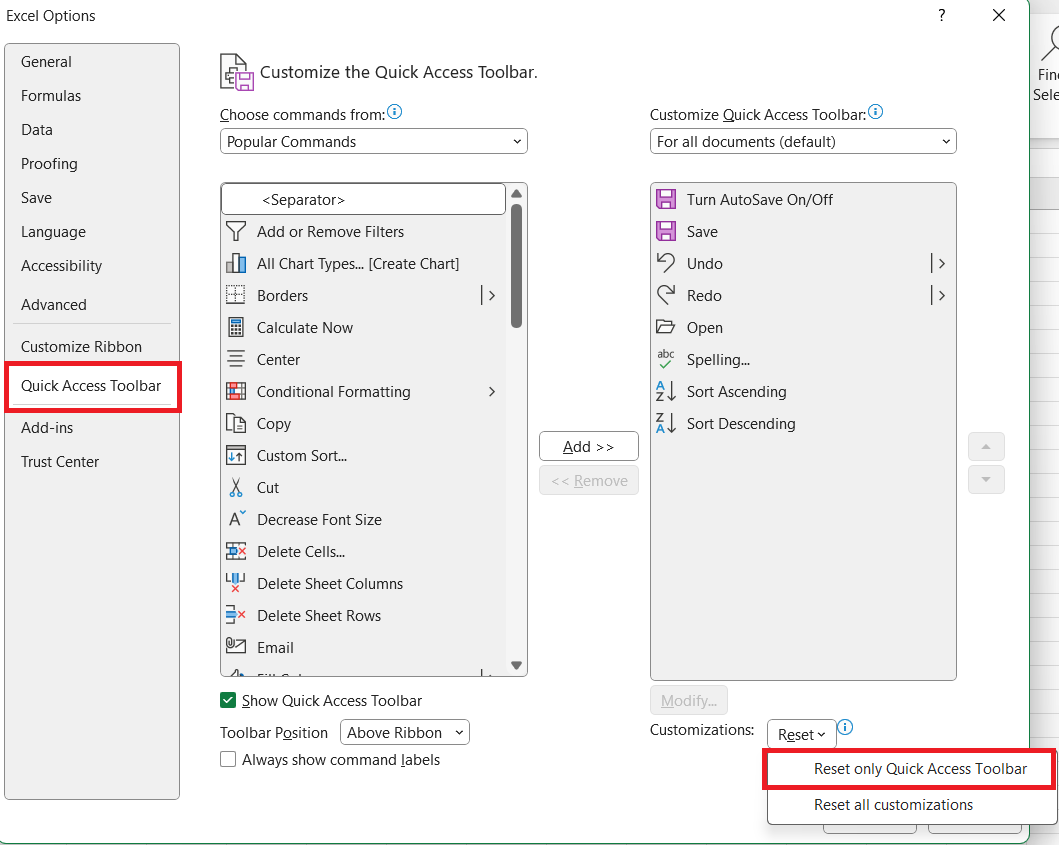 Can't Find Quick Access Toolbar in Excel