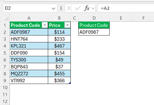 Reference Tables in Excel