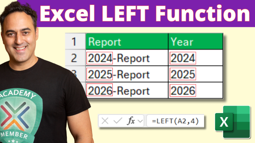 Excel left function