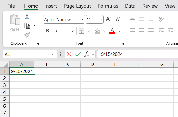 Formula for Today's Date in Excel