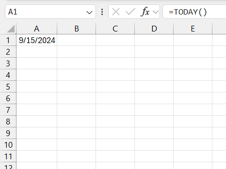 Formula for Today's Date in Excel