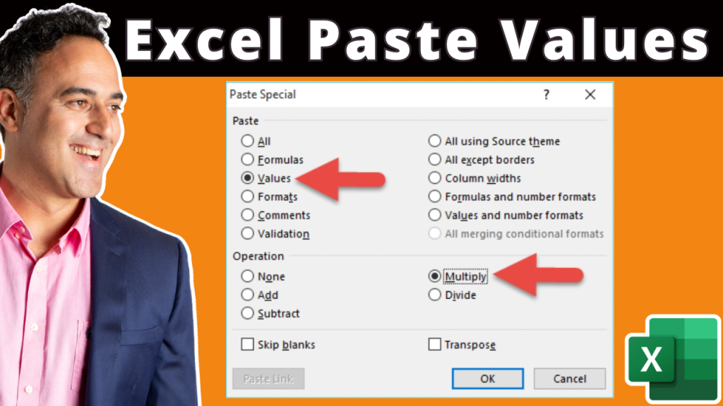 Paste Values Shortcut in Excel