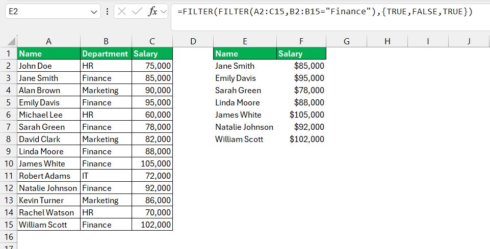 excel filter function multiple criteria