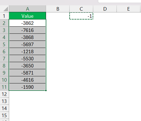 Convert Negative value to Positive value in Excel