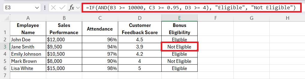 IF Formula in Excel with 3 Conditions