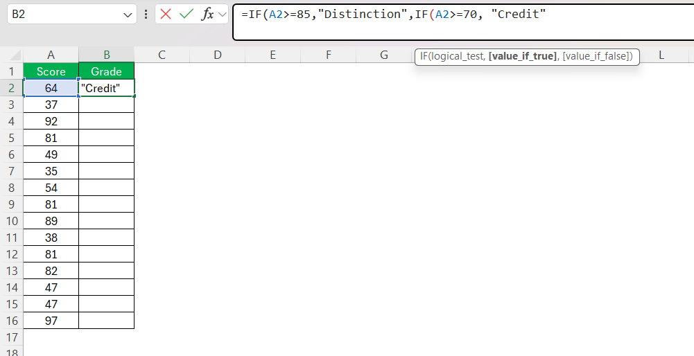 IF Formula in Excel with 3 Conditions