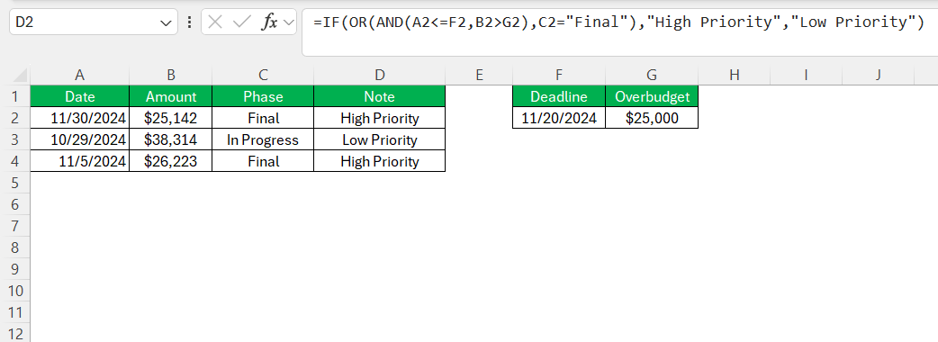 IF Formula in Excel with 3 Conditions