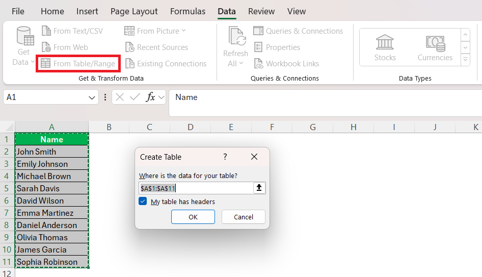 Switch from First to Last Names in Excel