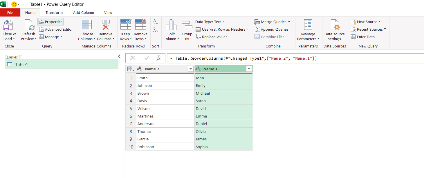 Switch from First to Last Names in Excel