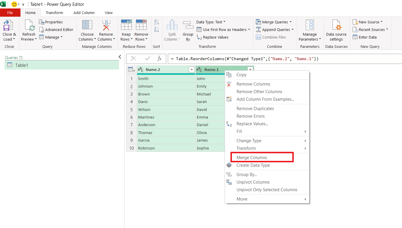 Switch from First to Last Names in Excel