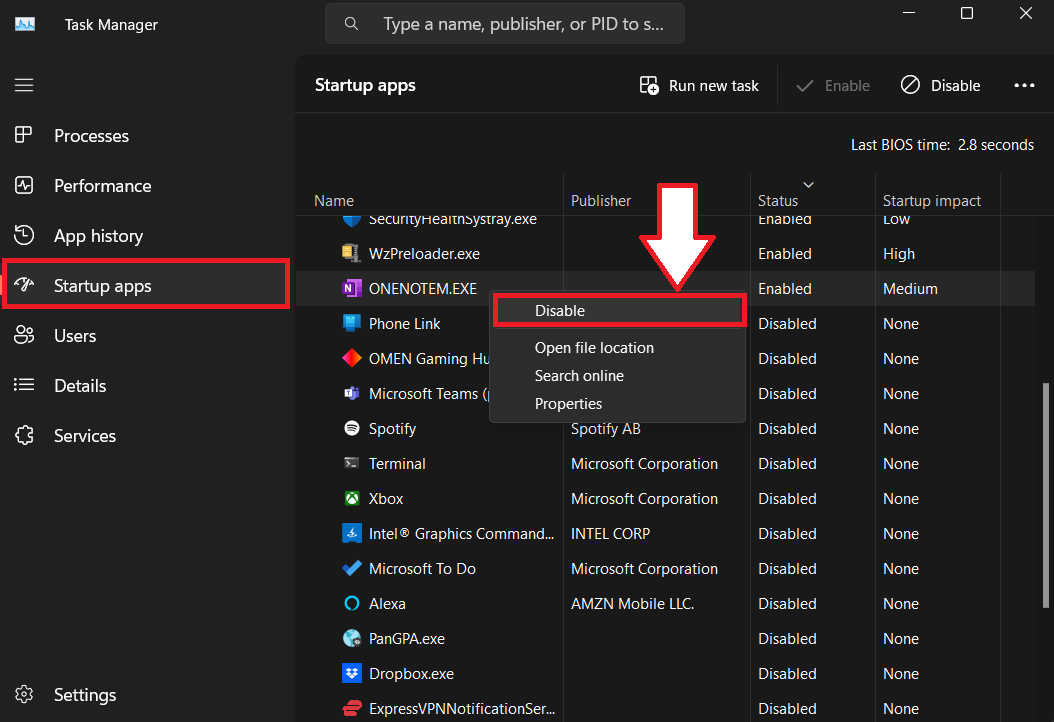Disable OneNote