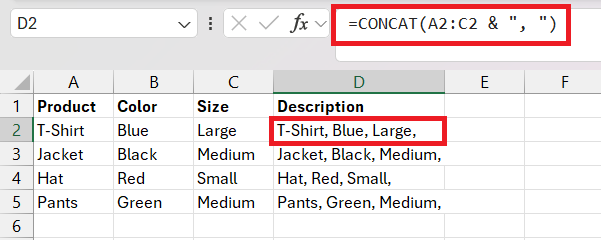 Combine Two Columns in Excel