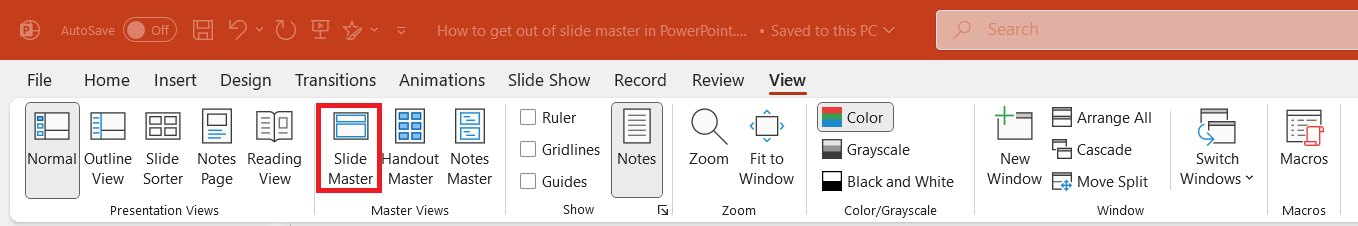 Get out of Slide Master in PowerPoint