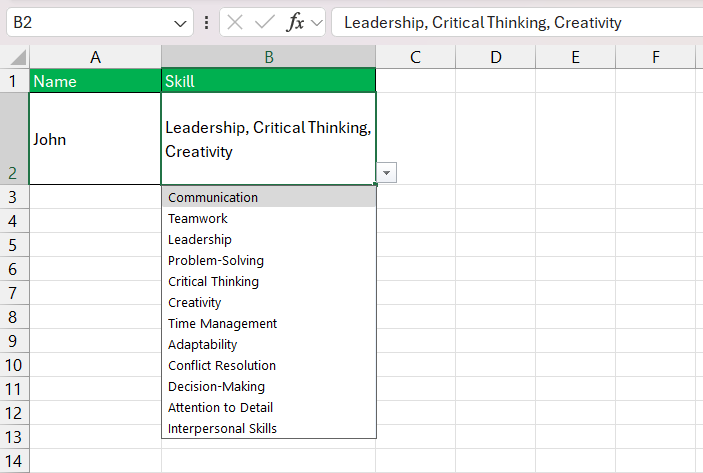 How to Create Drop down list in Excel with Multiple Selections