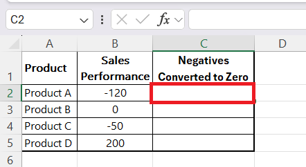 If Negative then Zero in Excel