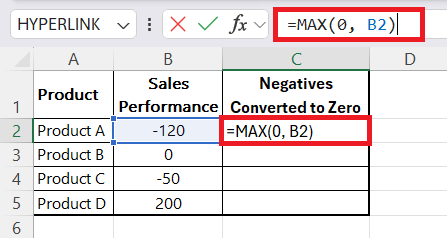 If Negative then Zero in Excel