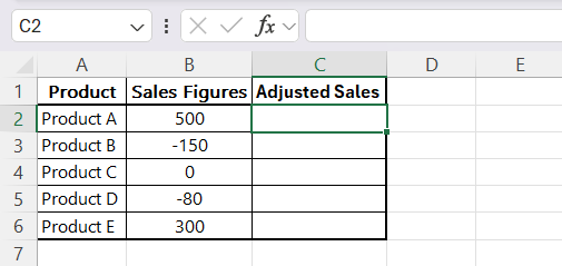 If Negative then Zero in Excel