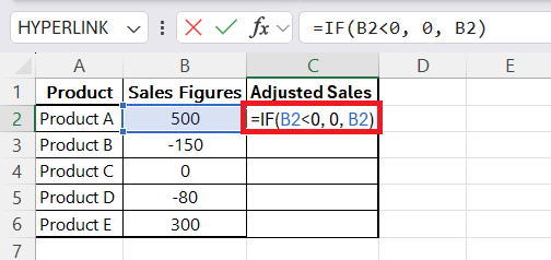 If Negative then Zero in Excel
