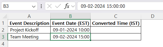 Convert est to ist in Excel