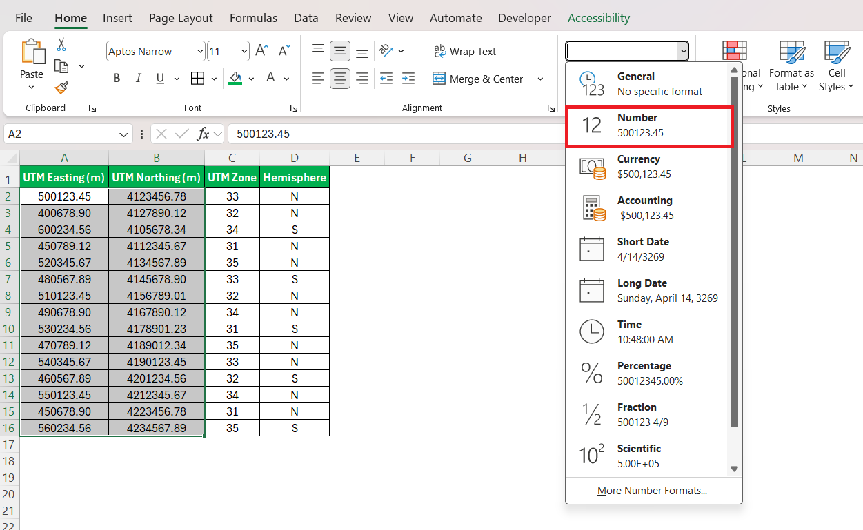 convert northing easting to lat long in excel