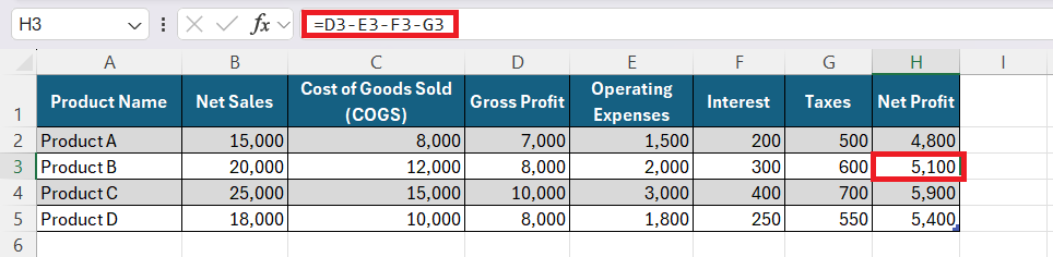 Margin Formula in Excel