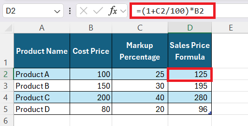 Margin Formula in Excel