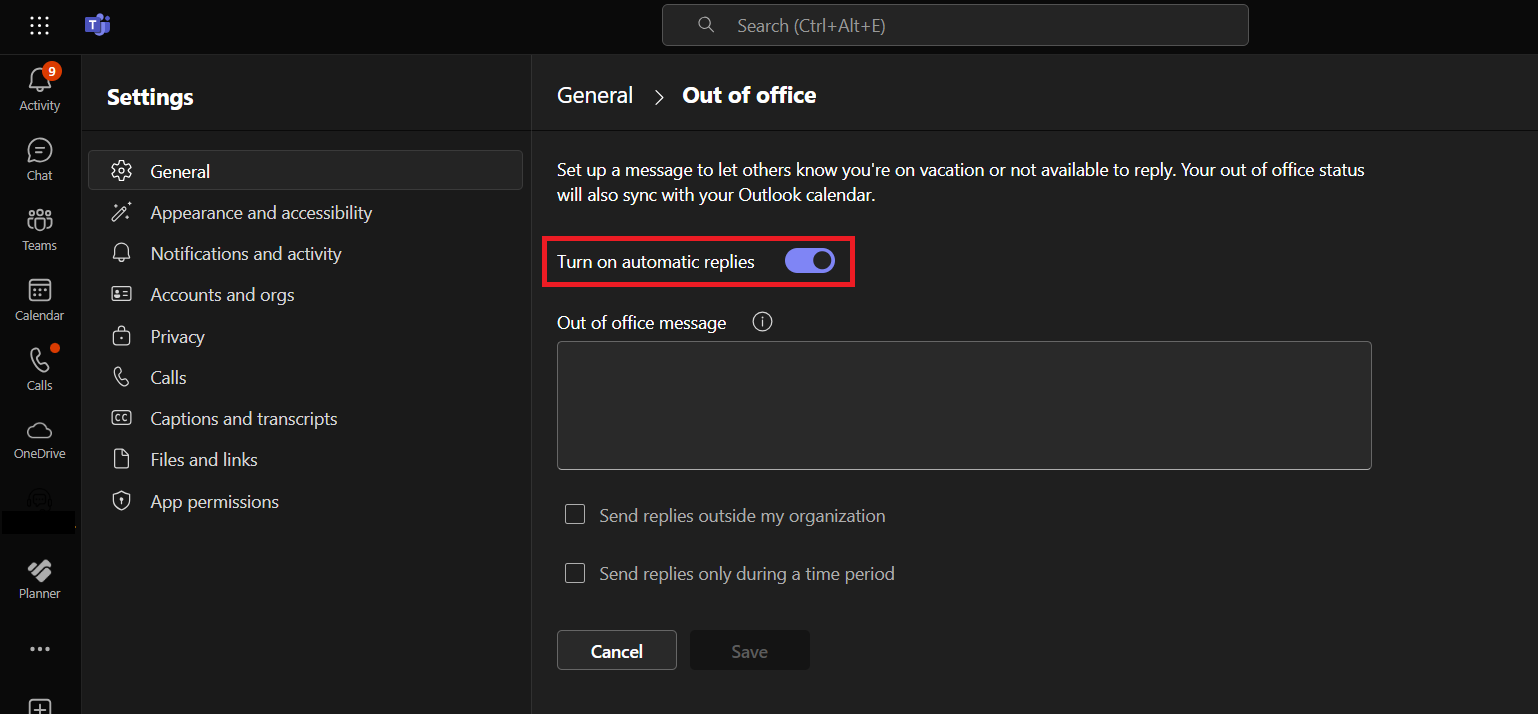 How to Set Out of Office Status in Microsoft Teams