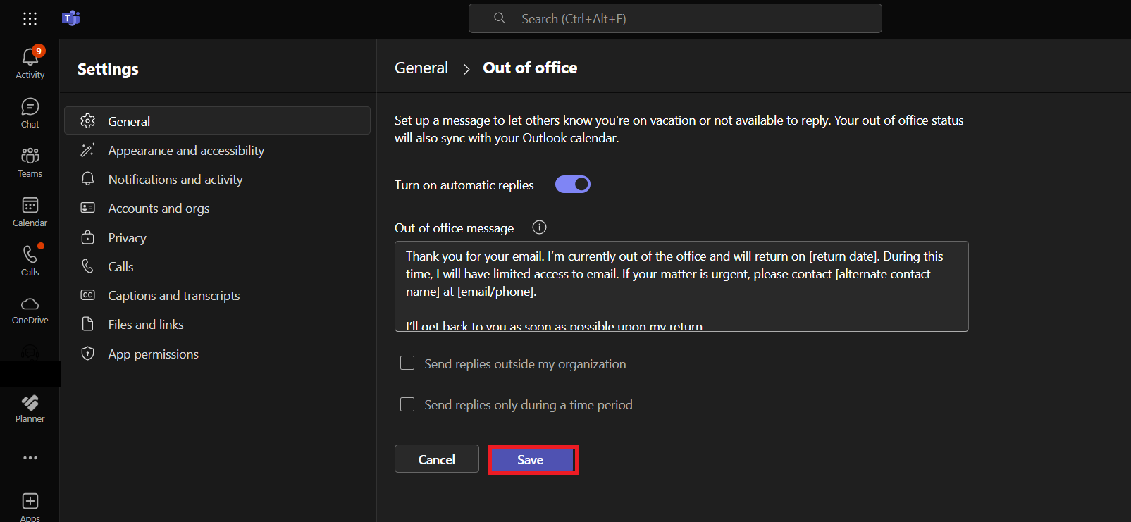 How to Set Out of Office Status in Microsoft Teams