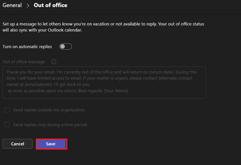 How to Set Out of Office Status in Microsoft Teams