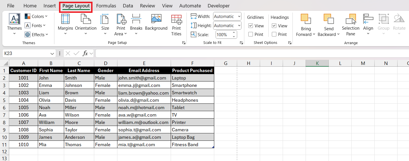 How to Print an Excel Spreadsheet