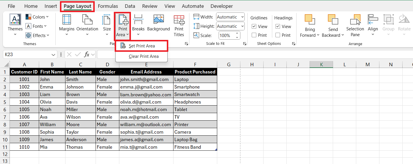 How to Print an Excel Spreadsheet