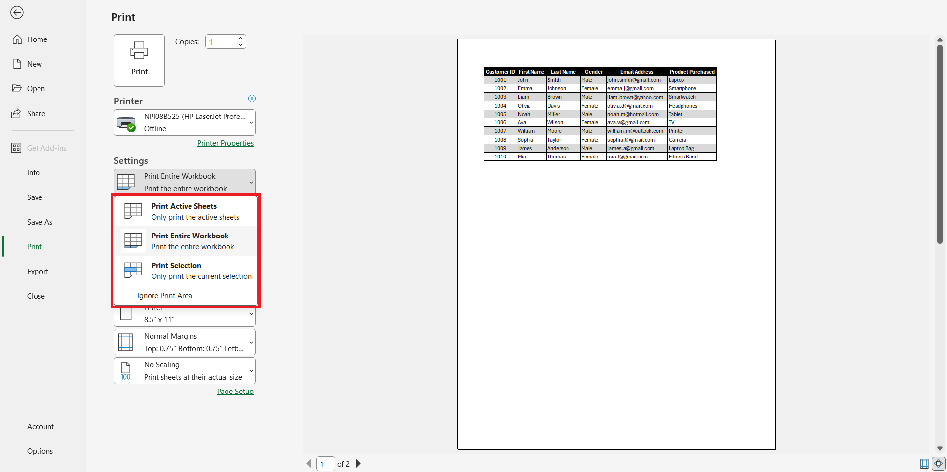 How to Print an Excel Spreadsheet