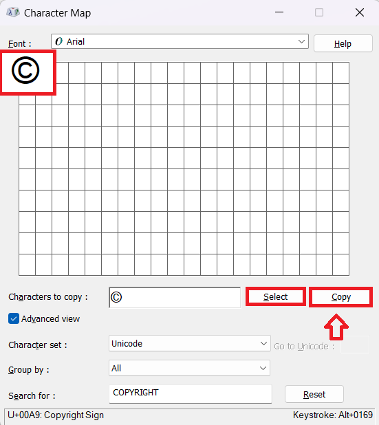 Insert Copyright Symbol in Excel