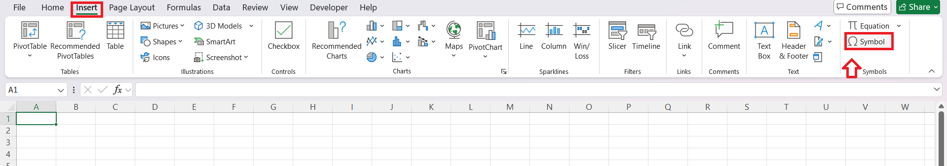Insert Copyright Symbol in Excel