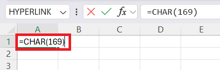Insert Copyright Symbol in Excel