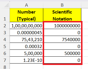 Convert Numbers to Scientific Notation in Excel