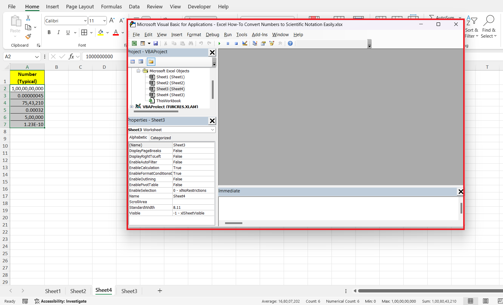 Convert Numbers to Scientific Notation in Excel