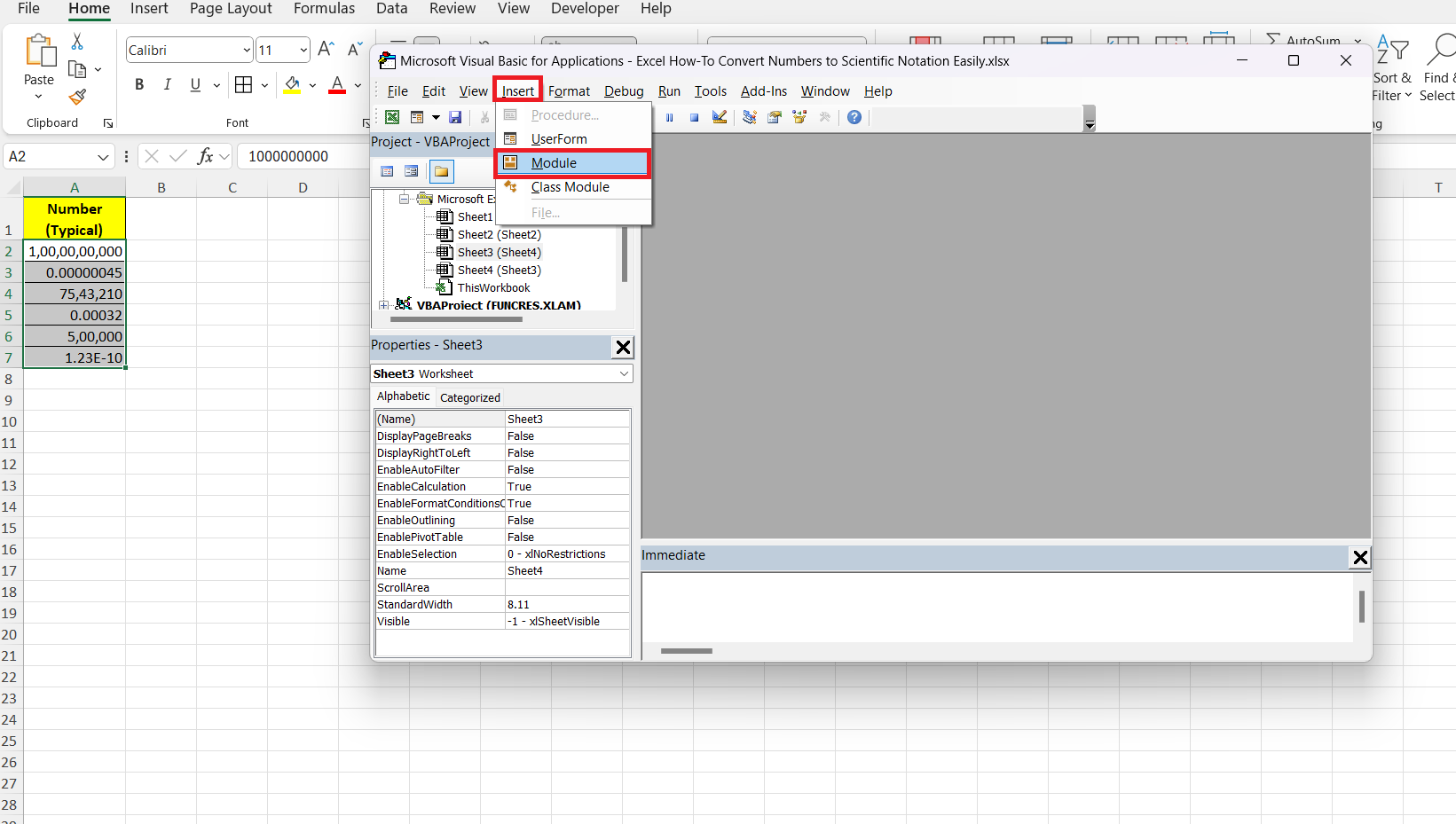 Convert Numbers to Scientific Notation in Excel