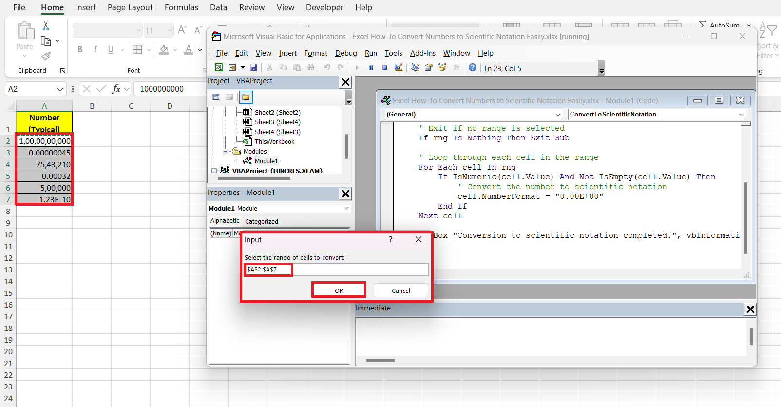 Convert Numbers to Scientific Notation in Excel