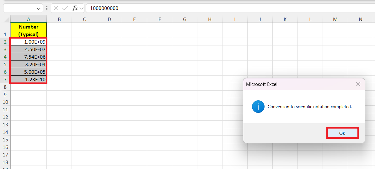 Convert Numbers to Scientific Notation in Excel