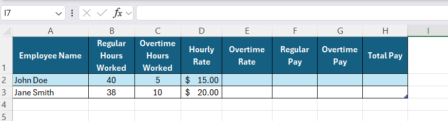 how to calculate ot in Excel