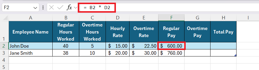 how to calculate ot in Excel