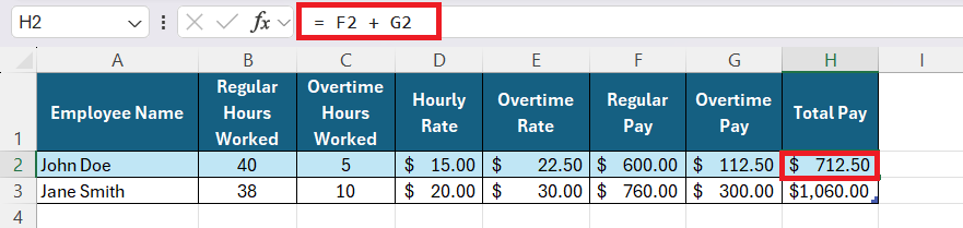 how to calculate ot in Excel