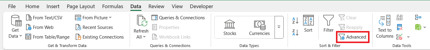 Advanced Filter in Excel