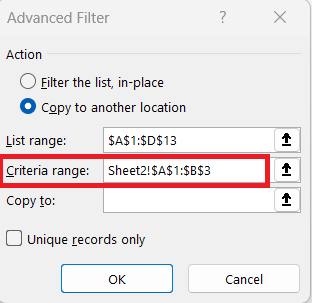 Advanced Filter in Excel