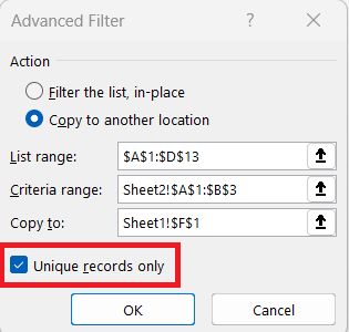 Advanced Filter in Excel